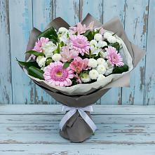 Букет цветов из:  Герберы, Альстромерии и Хризантемы #REPLACE_PRED# Калининской Краснодарского края