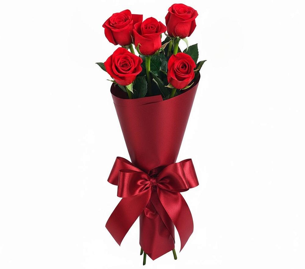 Букет 5 Красных роз Эдлесс Лав в Калининской Краснодарского края