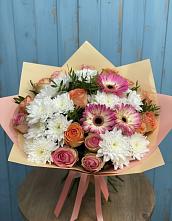 Букет цветов из:  Розы, Герберы и Хризантемы #REPLACE_PRED# Калининской Краснодарского края
