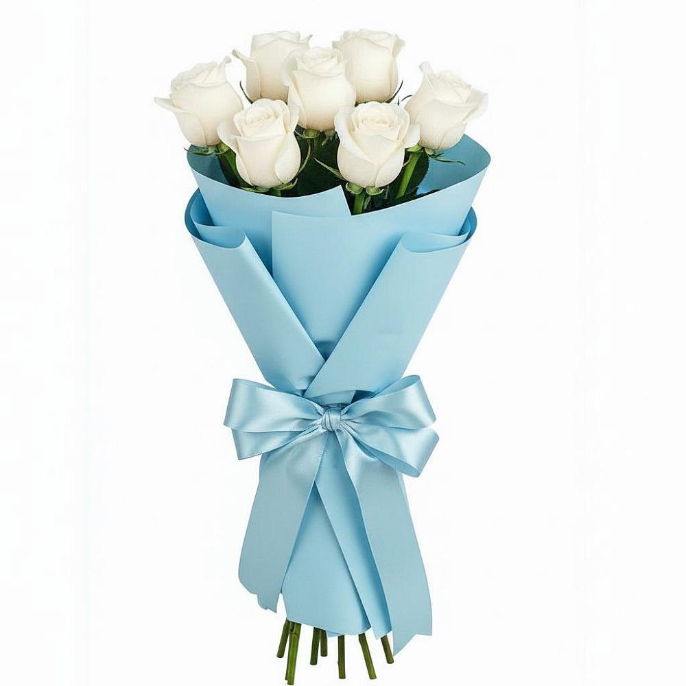 Букет 7 белых роз Проуд в Калининской Краснодарского края