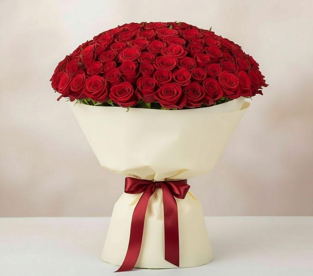 Букет 101 Красная роза Милано в Калининской Краснодарского края