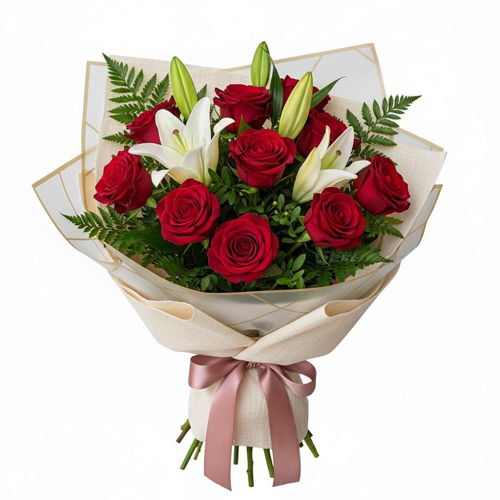 Букет цветов из: Лилии и Розы в Калининской Краснодарского края