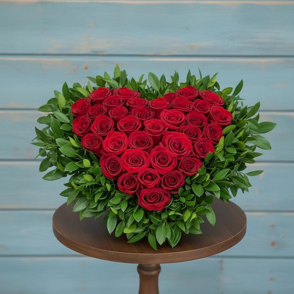 Цветочная композиция из Розы в виде сердца в Калининской Краснодарского края