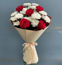Букет цветов из:  Розы и Хризантемы в Калининской Краснодарского края