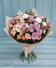 Букет цветов из:  Хризантемы, Розы и Альстромерии #REPLACE_PRED# Калининской Краснодарского края