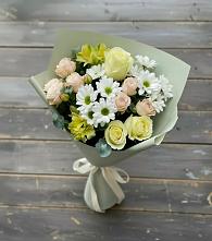 Букет цветов из:  Альстромерии, Розы и Хризантемы в Калининской Краснодарского края