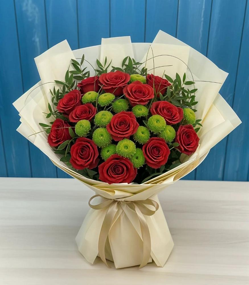 Букет цветов из: Розы и Хризантемы в Калининской Краснодарского края